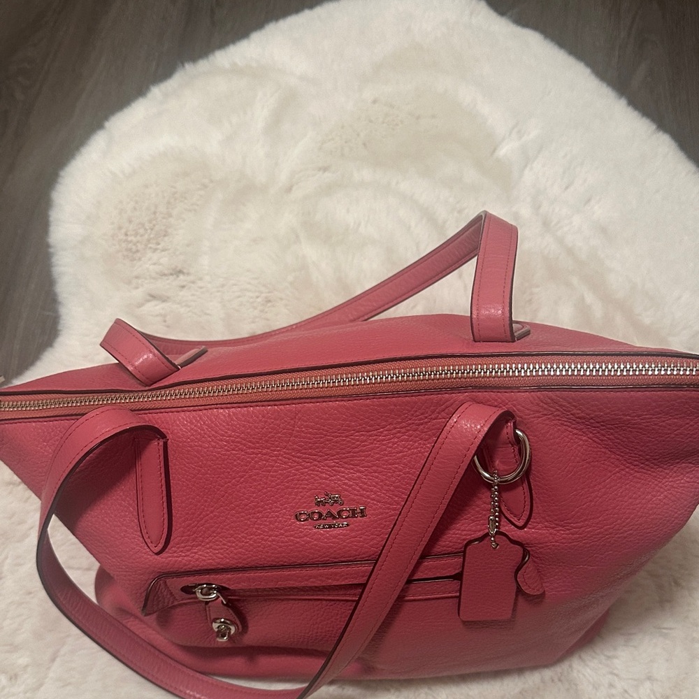 Coach Pink Leather Tote Bag - Picture 2 of 4